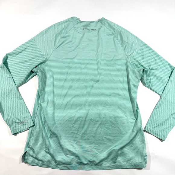 Coolibar Tiebreaker Henley Shirt Long Sleeve UPF 50 Green Stripe - Picture 2 of 6